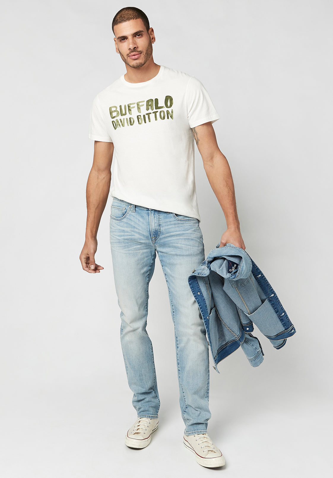 Buffalo Jeans Men's Slim Ash Jeans in Crinkled Light Blue - Size: 33 thumbnail