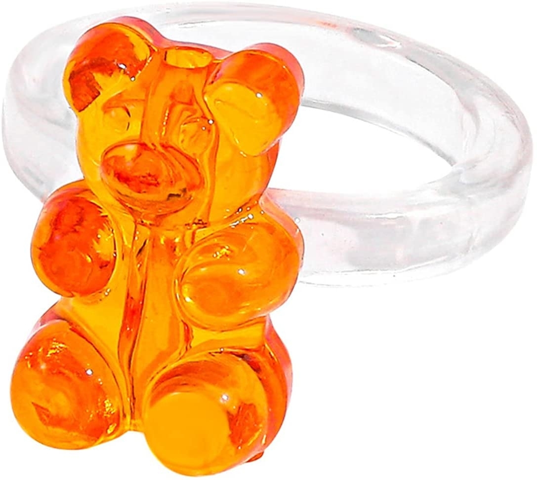 Eastjing Gummy Bear Resin Rings, Cute Charms Rings Jewelry Transparent Plastic Resin Ring Jewelries for Women Teen Girl SS
