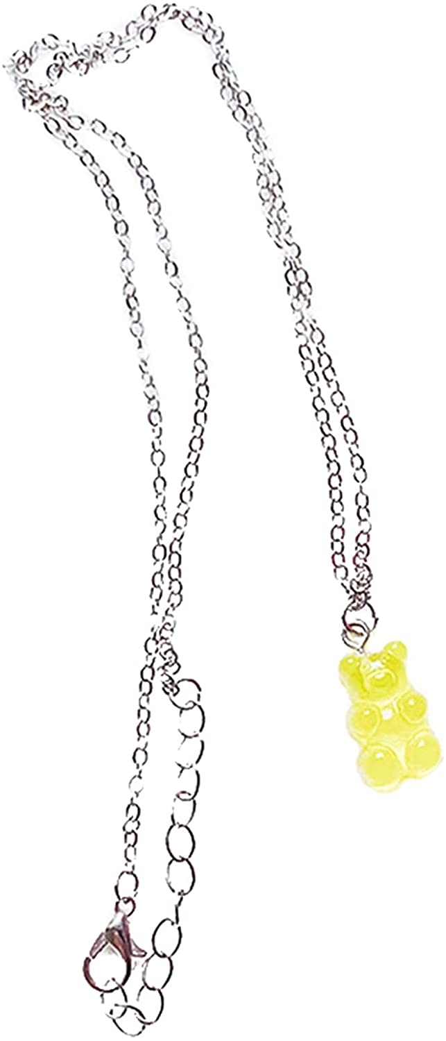 Yugaoo Cute Colorful Gummy Bear Necklace Temperament Clavicle Chain for Women Girls,red B