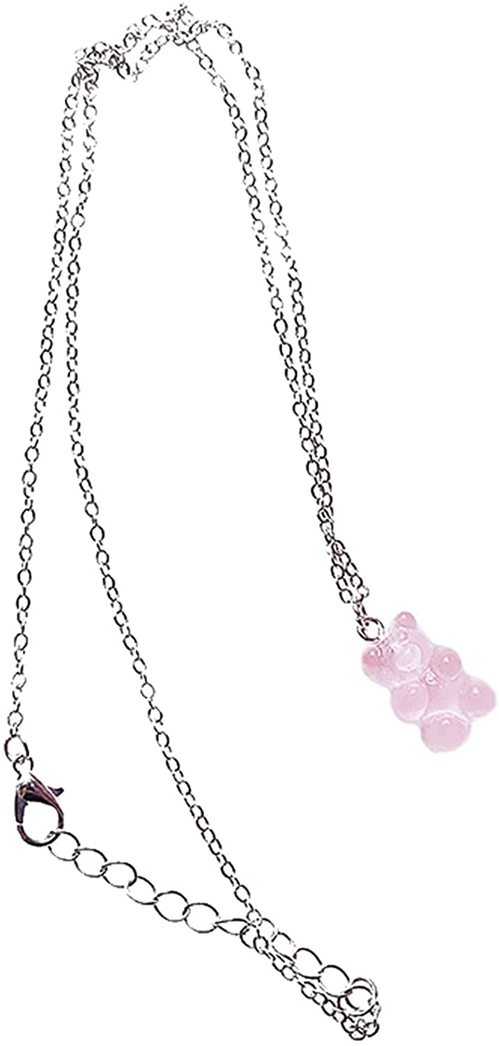 Yugaoo Cute Colorful Gummy Bear Necklace Temperament Clavicle Chain for Women Girls,red D