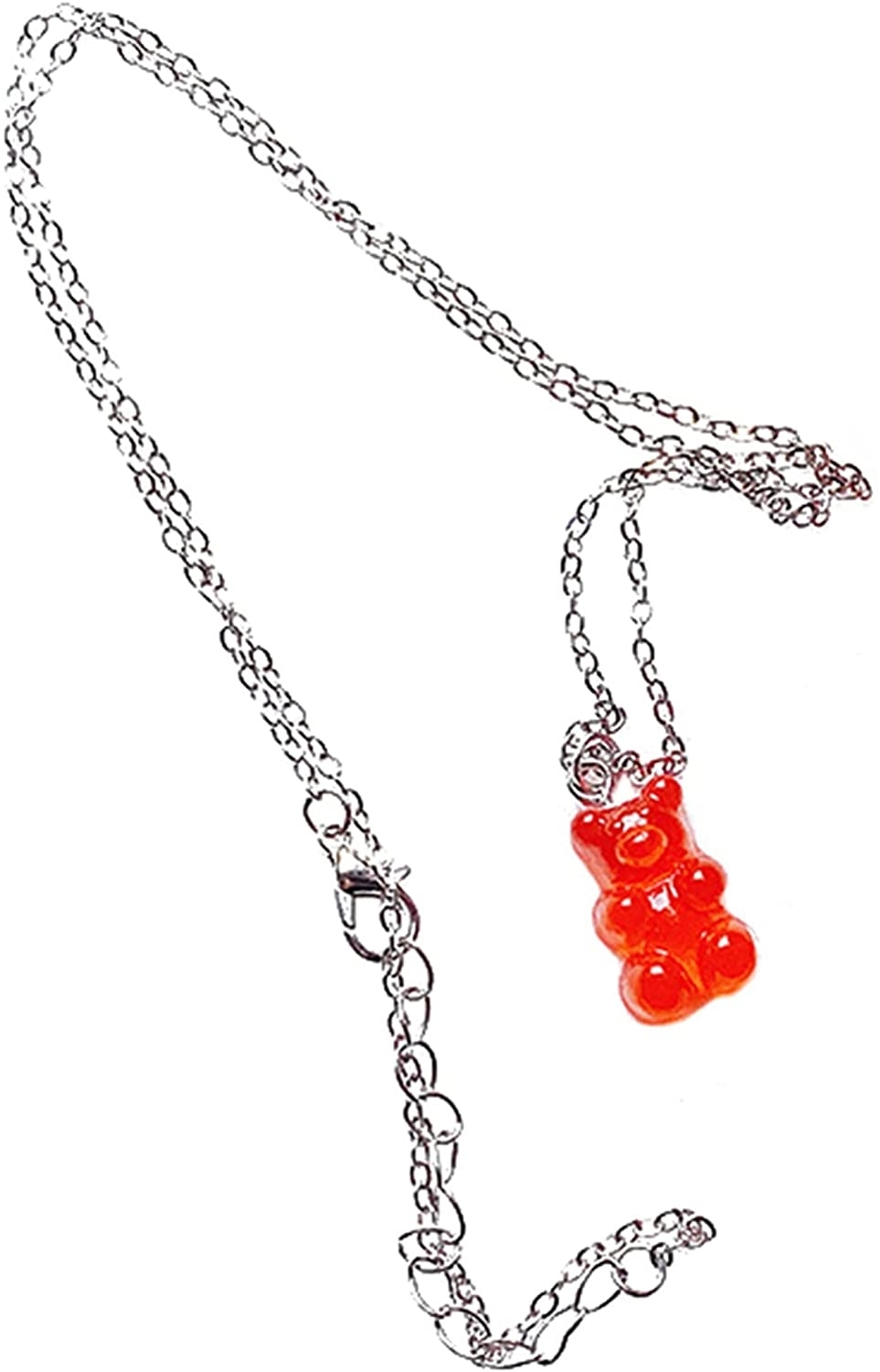 Yugaoo Cute Colorful Gummy Bear Necklace Temperament Clavicle Chain for Women Girls,red F