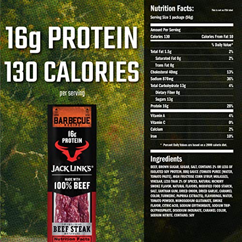 Jack Link’s Premium Cuts Beef Steak, BBQ Recipe, Great Protein Snack with 16g of Protein and 13g of Carbs per Serving, Made with Premium Beef, 2 Oun thumbnail