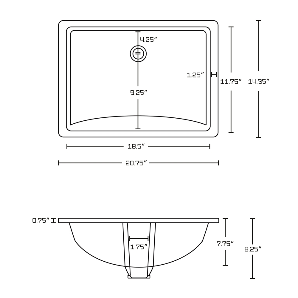 Lavabo American Imaginations Encastré Rectangulaire De 14,35 Po L X 20,75 Po L Avec Robinet Et Trop-Plein Inclus, Fini Blanc AI-999-23111 thumbnail