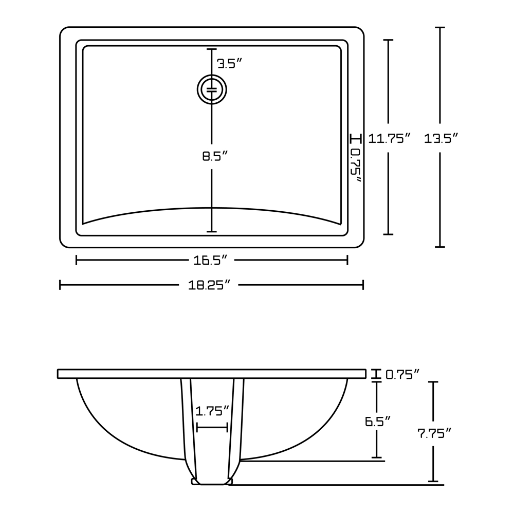 Lavabo Avec Drain American Imaginations Encastré Rectangulaire De 13,5 Po L X 18,25 Po L, Trop-Plein Compris, Fini Blanc AI-999-24791 thumbnail