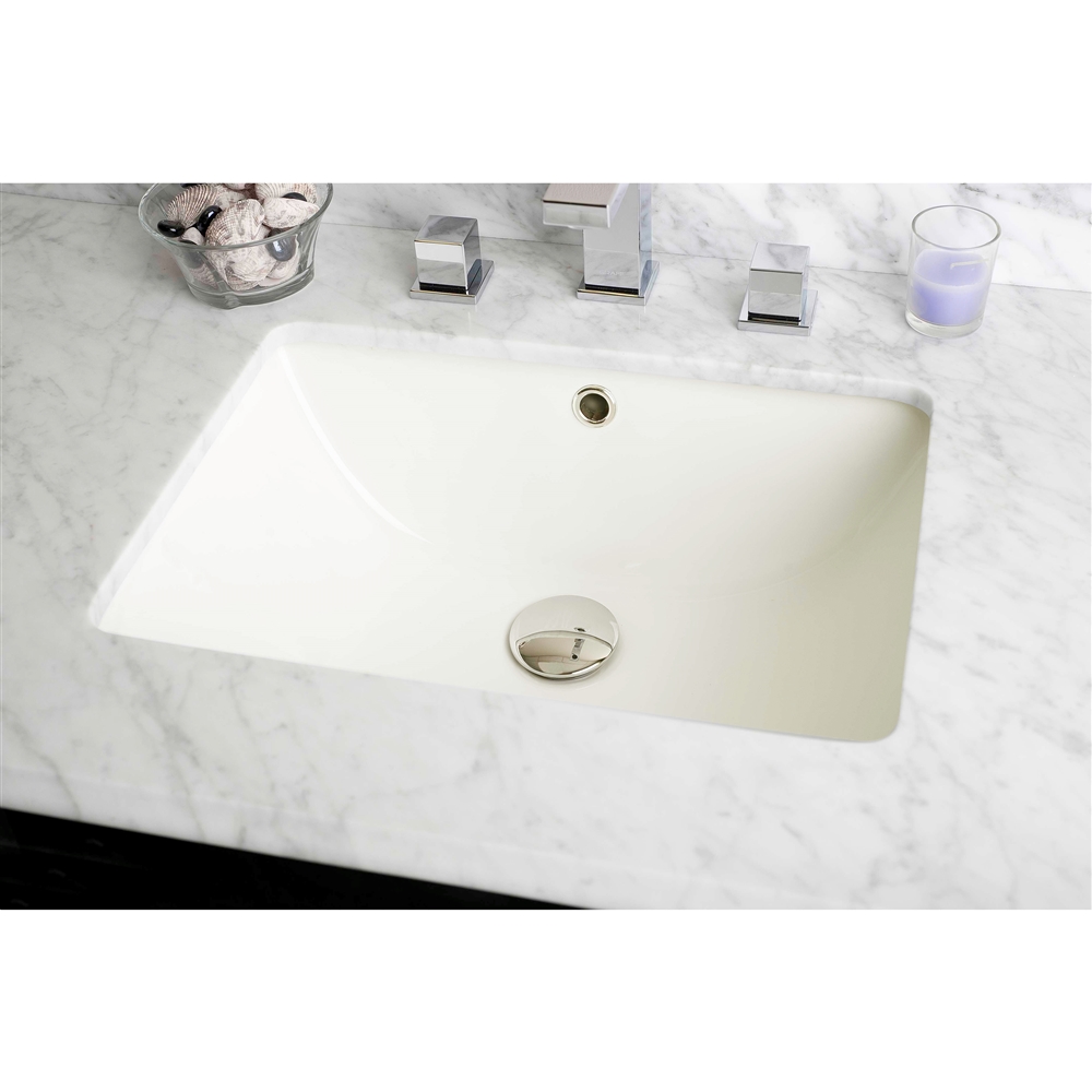 Lavabo Encastré Rectangulaire American Imaginations En Céramique Biscuit Avec Robinet Et Drain Chromés (13,5 Po X 18,25 Po) AI-999-12989 thumbnail