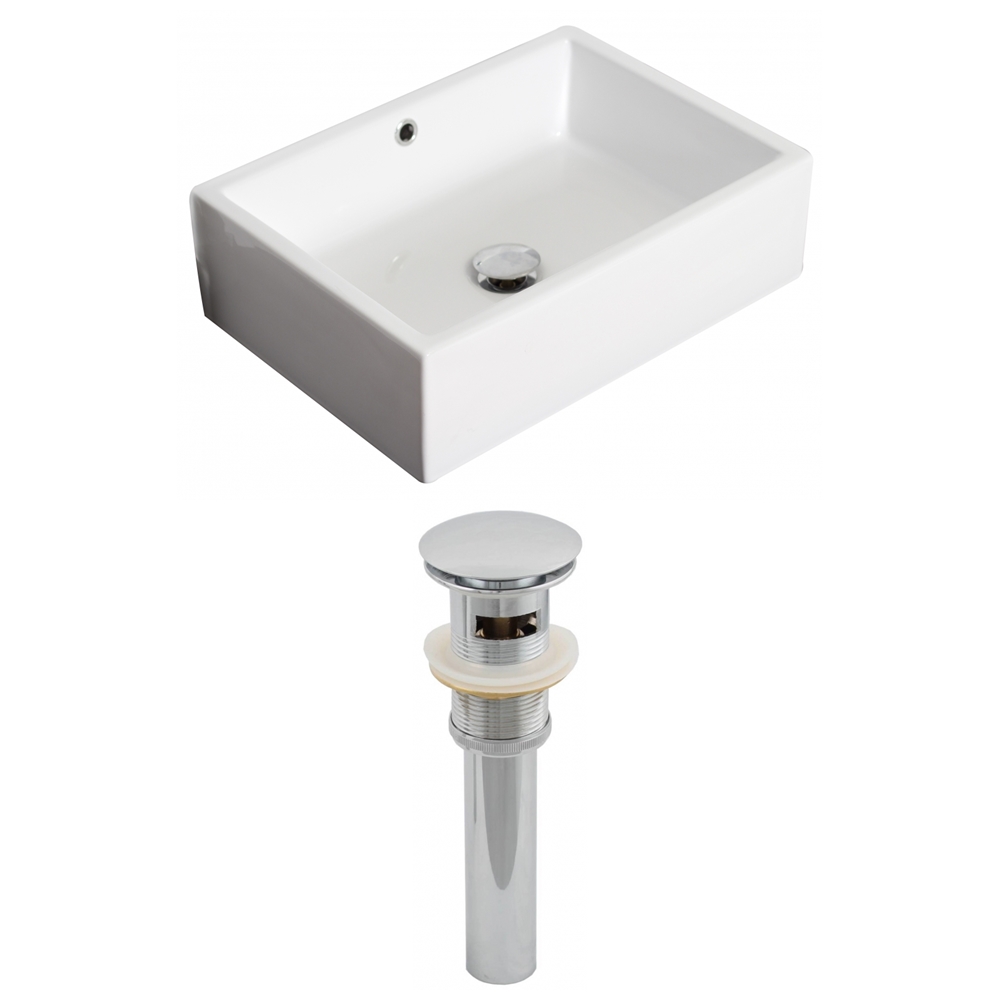 Lavabo Vasque Rectangulaire American Imaginations En Céramique Blanche Avec Drain (14,25 Po X 20 Po) AI-999-14838 - Rona