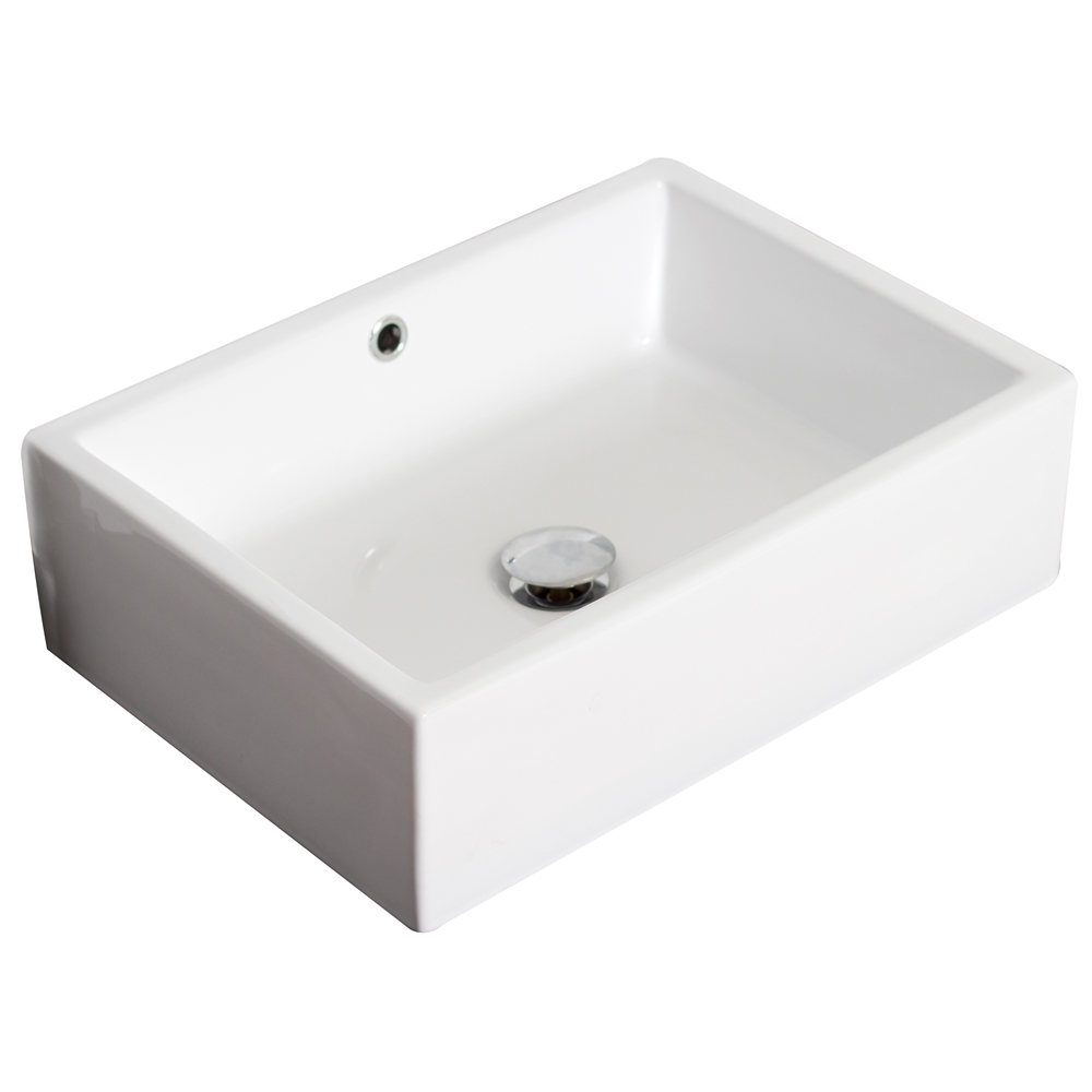 Lavabo Vasque Rectangulaire American Imaginations En Céramique Blanche Avec Drain (14,25 Po X 20 Po) AI-999-14838 - Rona thumbnail