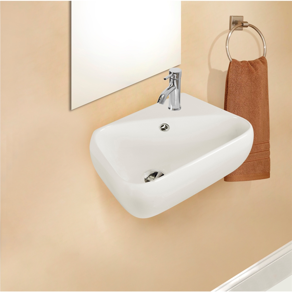 Ens. Lavabo Mural Blanc En Céramique Rectangulaire De 11 Po X 17,5 Po Par American Imaginations AI-999-26282 - Rona thumbnail