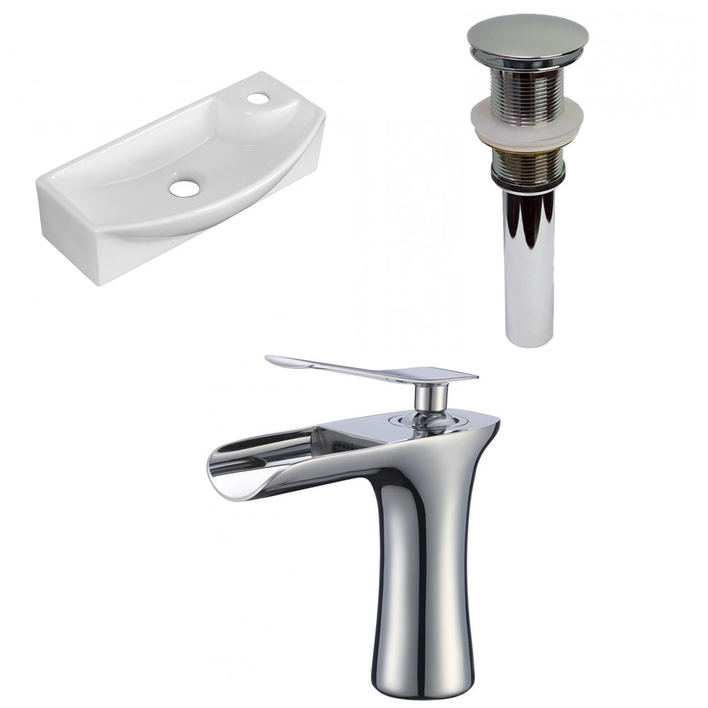 Lavabo Vasque Rectangulaire Blanc Et Émail En Céramique American Imaginations Avec Robinet Et Drain (8,75 Po X 17,75 Po) AI-999-34312