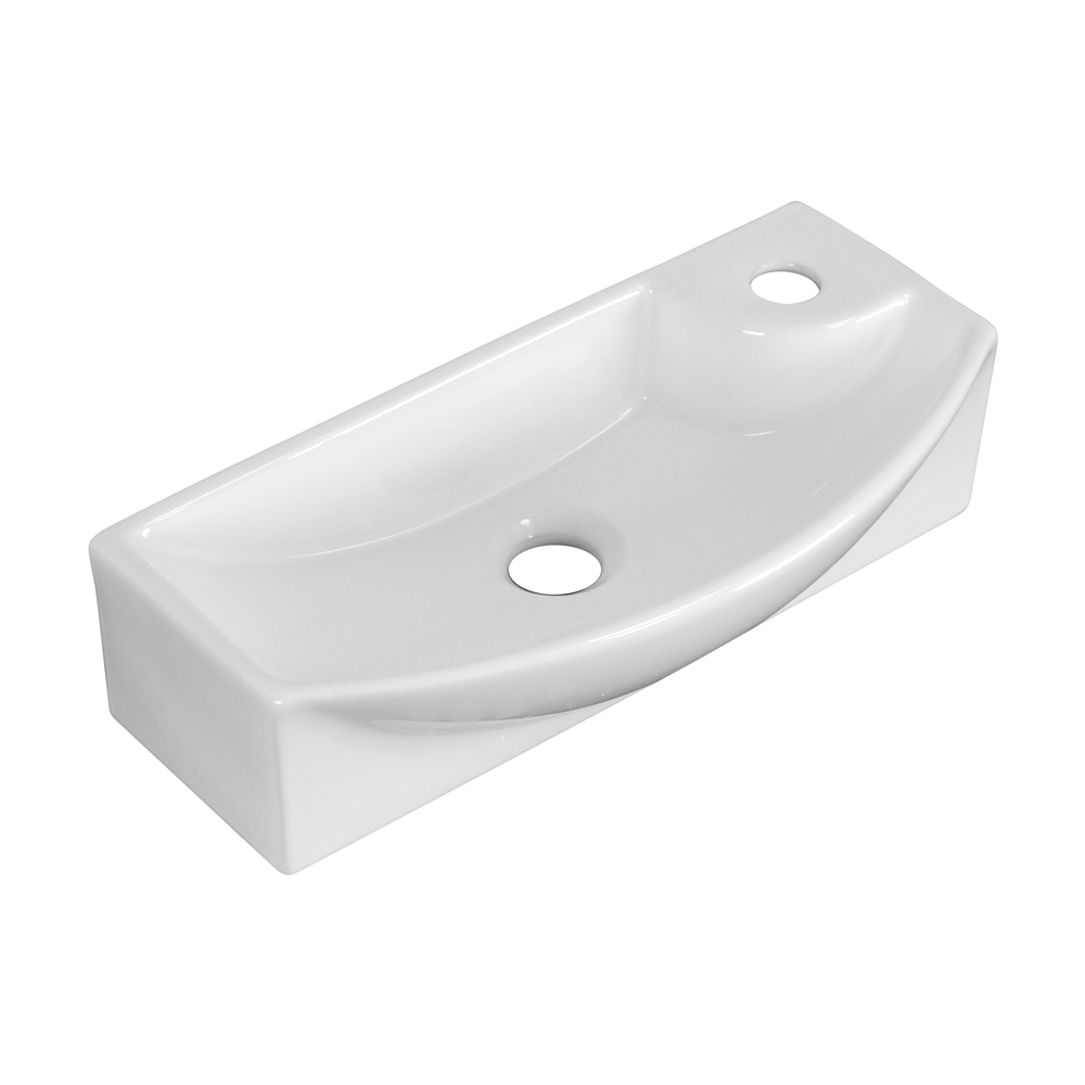 Lavabo Vasque Rectangulaire Blanc Et Émail En Céramique American Imaginations Avec Robinet Et Drain (8,75 Po X 17,75 Po) AI-999-34312 thumbnail