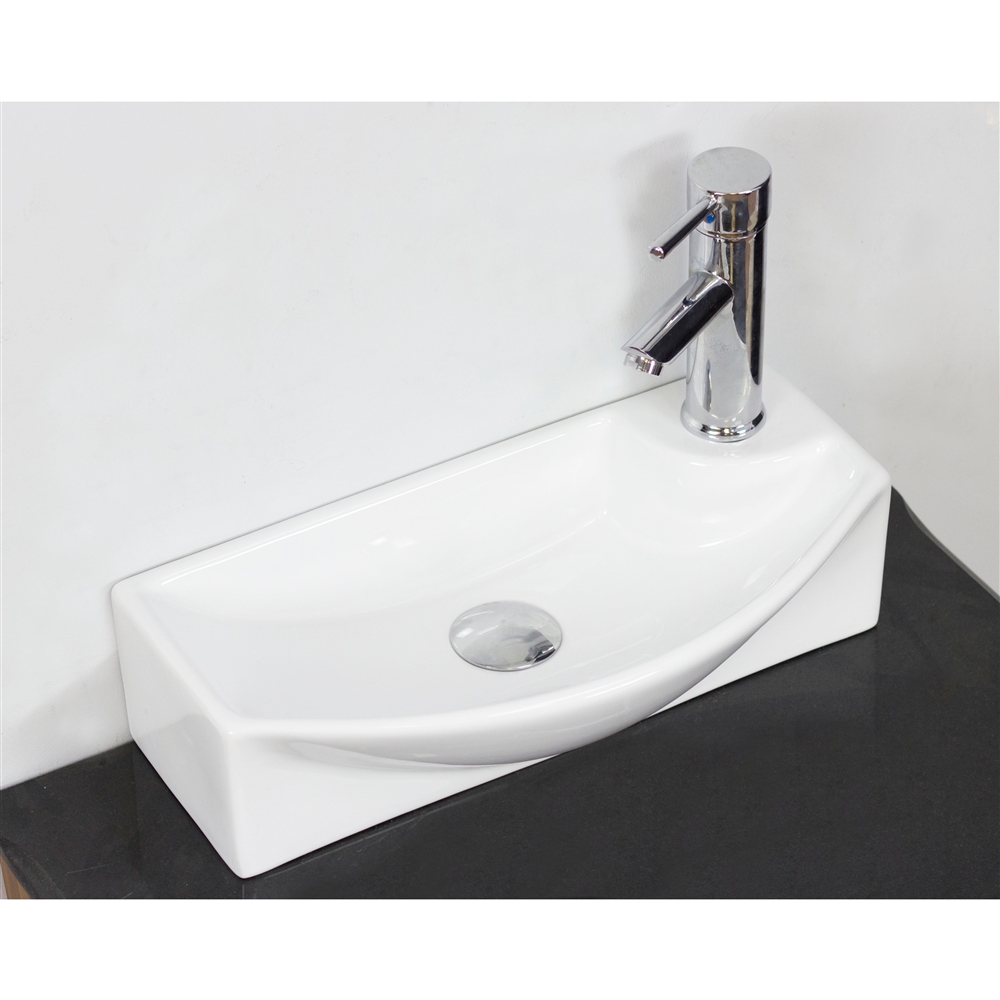 Lavabo Vasque Rectangulaire Blanc Et Émail En Céramique American Imaginations Avec Robinet Et Drain (8,75 Po X 17,75 Po) AI-999-34312 thumbnail