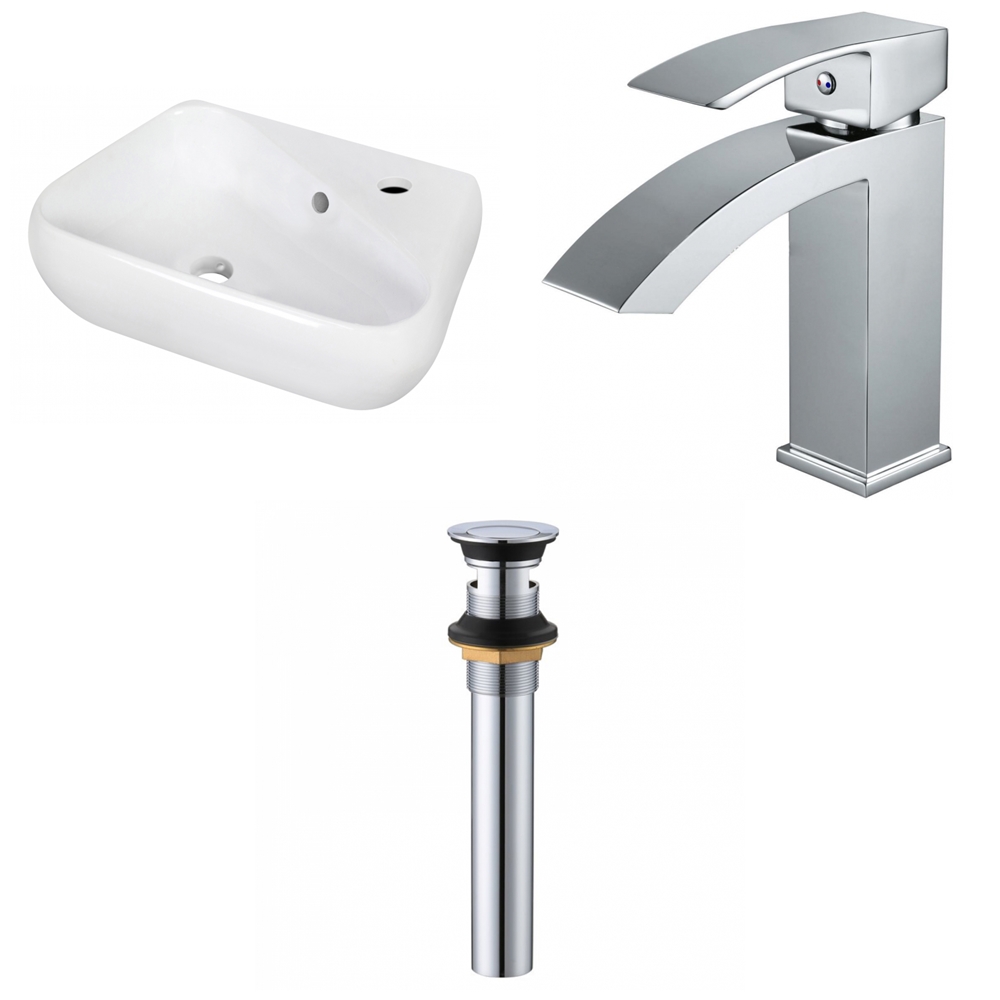 Lavabo En Céramique Mural De Forme Irrégulière Blanc American Imaginations Avec Robinet Et Drain Trop-Plein (11 Po X 17,5… AI-999-34311