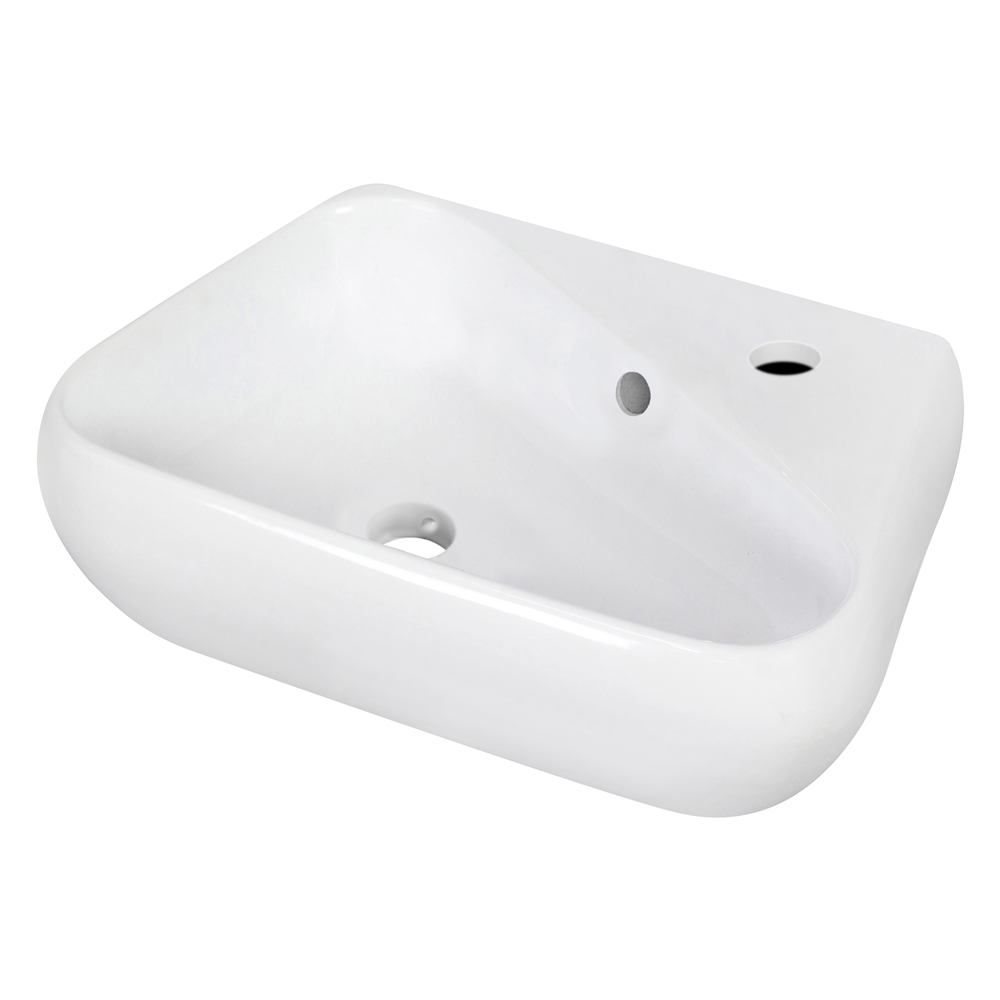 Lavabo En Céramique Mural De Forme Irrégulière Blanc American Imaginations Avec Robinet Et Drain Trop-Plein (11 Po X 17,5… AI-999-34311 thumbnail