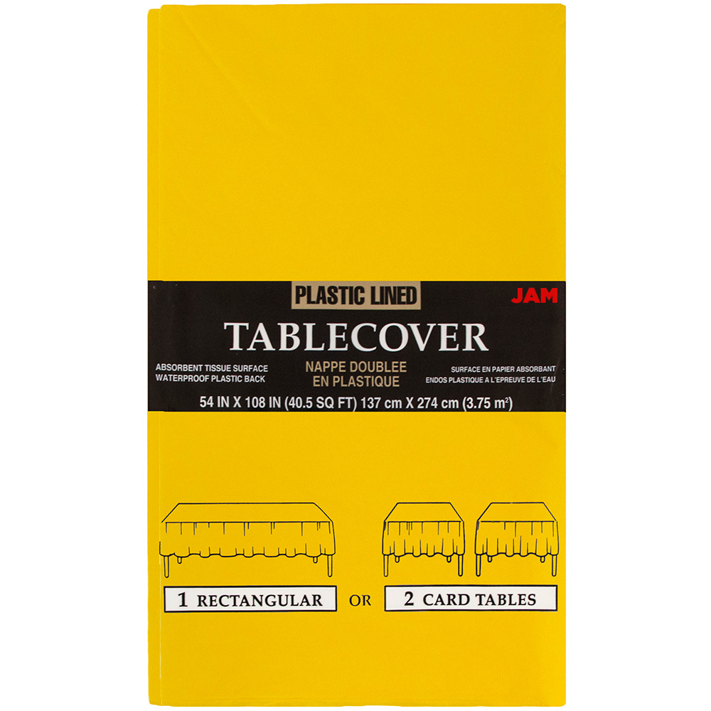 JAM Paper Yellow Rectangular Plastic Lined Paper Table Cover, 54