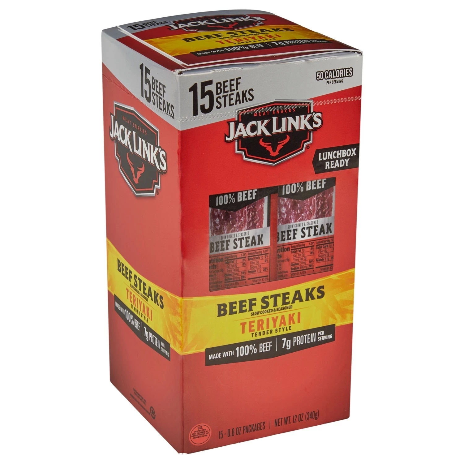 Jack Link’s Teriyaki Tender Style Beef Steak  0.8 Ounce (15 Count)