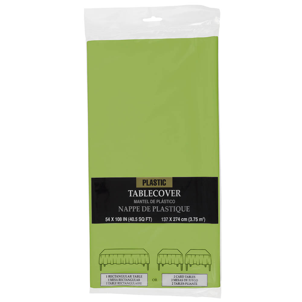 JAM Paper Plastic Table Cover, 54 X 108 Inches, Lime Green Tablecloth, Sold Individually (291423357) | Quill
