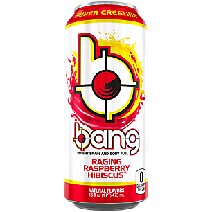 Bang Raging Raspberry Hibiscus Energy Drink  0 Calories  Sugar Free with Super Creatine  16 Fl Oz (Pack of 12)