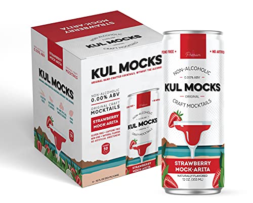 KUL MOCKS® Cocktail Mixers  Strawberry Margarita  0.00% ABV  Non-Alcoholic  Award Winning  Ready-to-Drink Cans  4 Pack