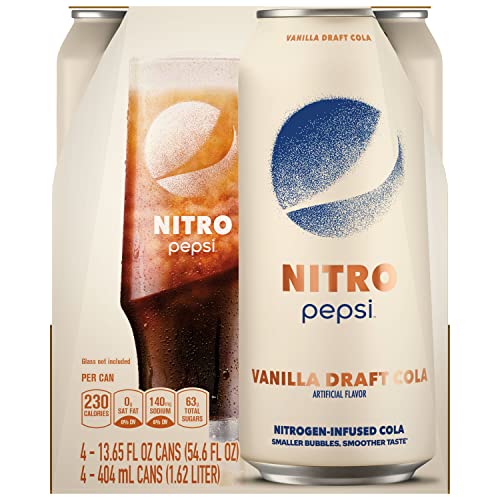 Pepsi Cola Nitro Vanilla Draft Soda Pop  13.65 Fl Oz 4 Pack Cans