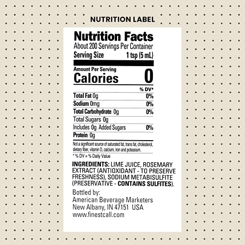 Finest Call Premium Lime Juice Drink Mix, 1 Liter Bottle (33.8 Fl Oz), Individually Boxed thumbnail
