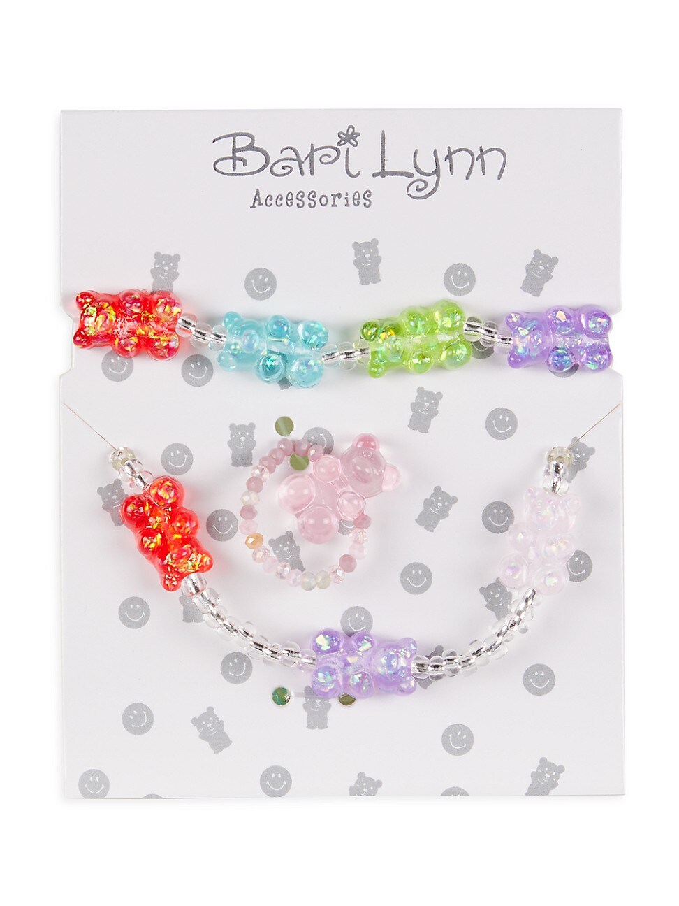 Girl's 3-Piece Rainbow Gummy Bracelet, Necklace & Ring Set