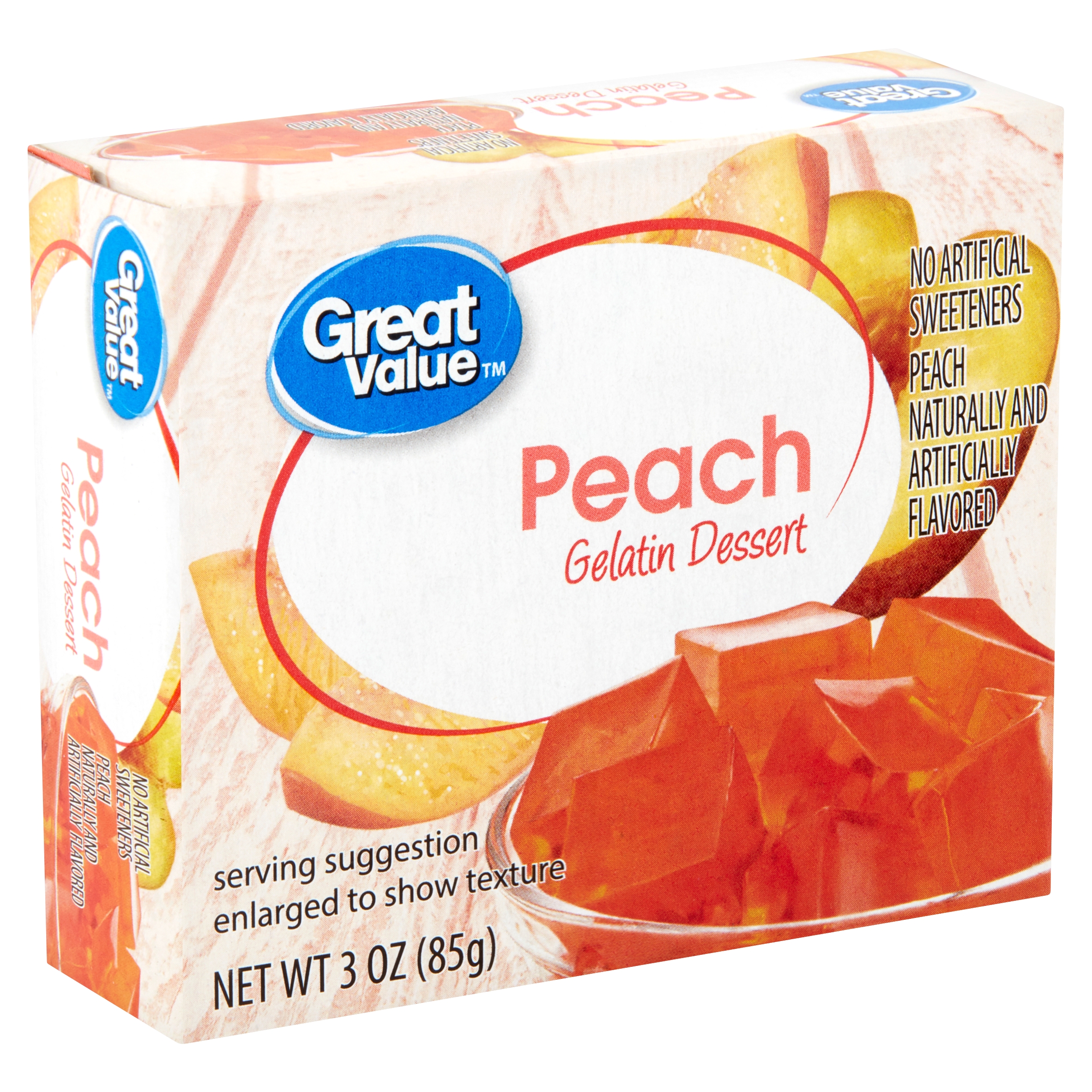Great Value Peach Gelatin Dessert, 3 Oz Image