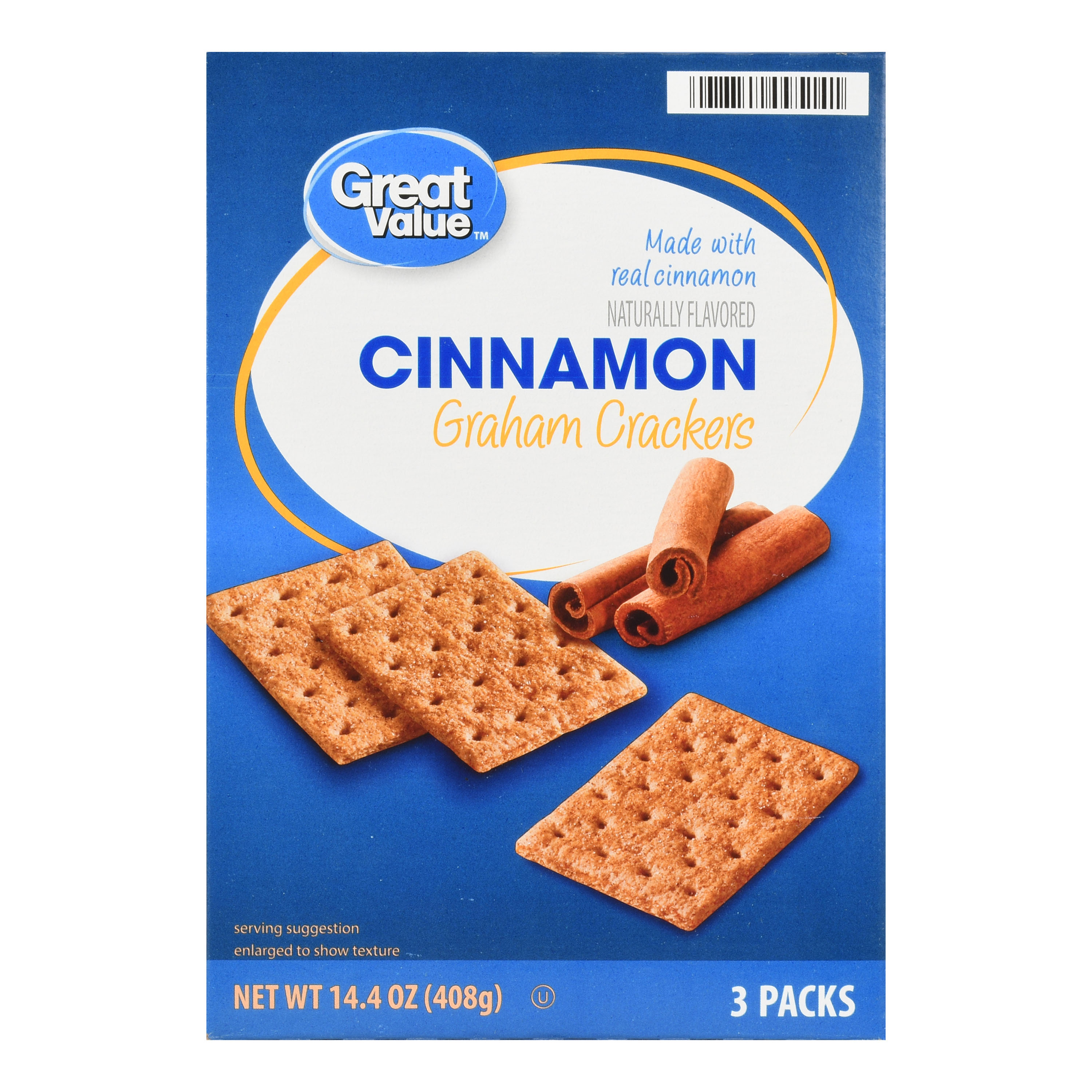 Great Value Cinnamon Graham Crackers, 3 Count, 14.4 Oz Image