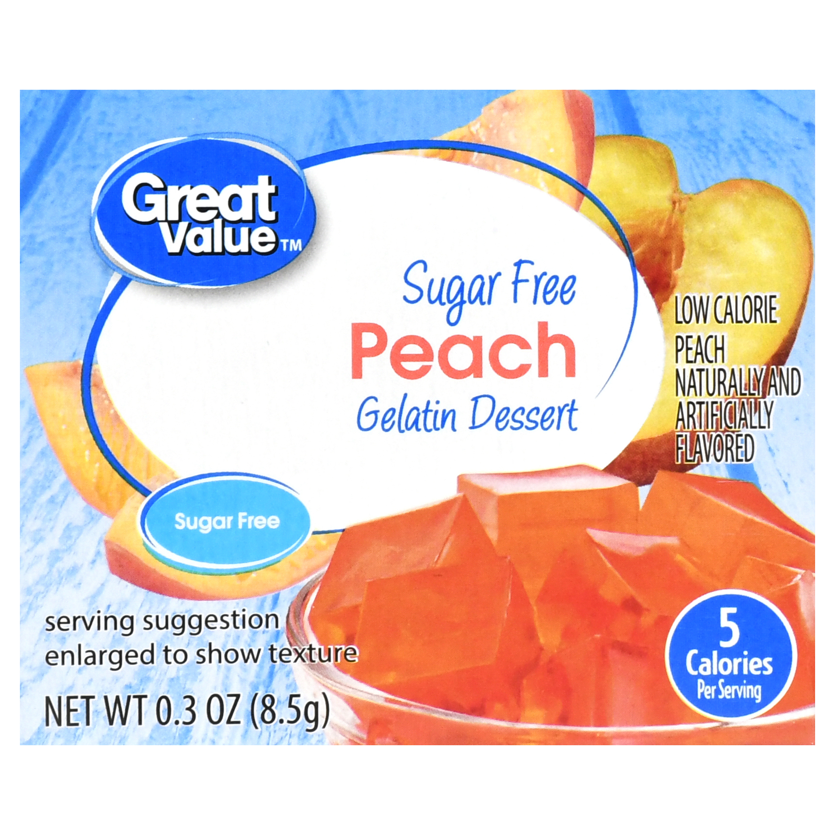 (10 Pack) Great Value Sugar Free Gelatin Dessert, Peach, 0.3 Oz Image