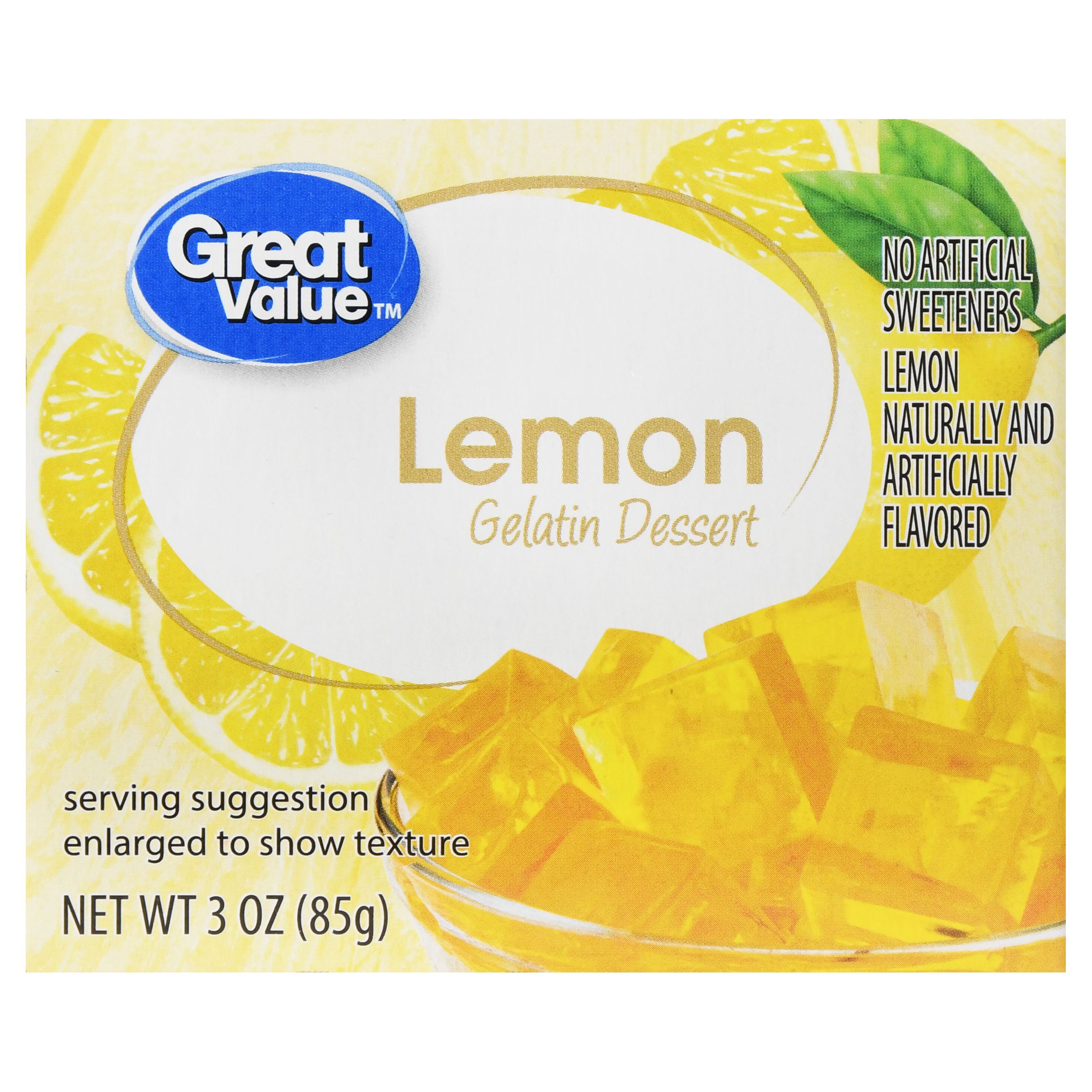 Great Value Gelatin Dessert, Lemon, 3 Oz