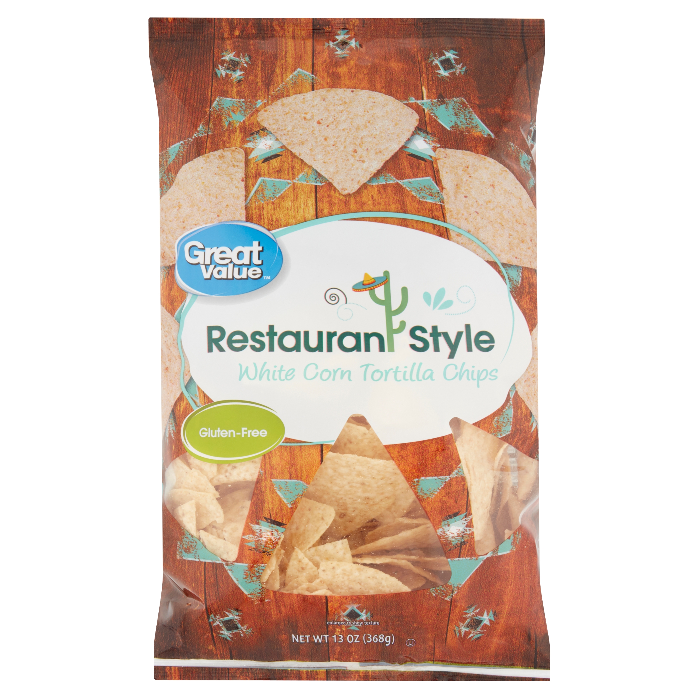 (4 Pack) Great Value Lightly Salted Restaurant Style White Corn Tortilla Chips, 13 Oz Image