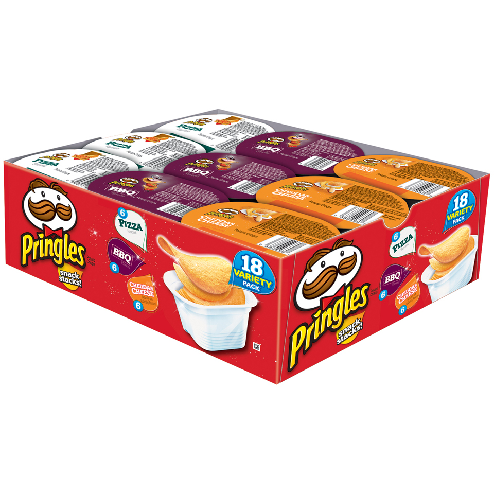 Pringles Snack Stacks Pizza, BBQ, Cheddar and Cheese Variety Potato Crisp Pack, 0.74 Oz., 18 Count