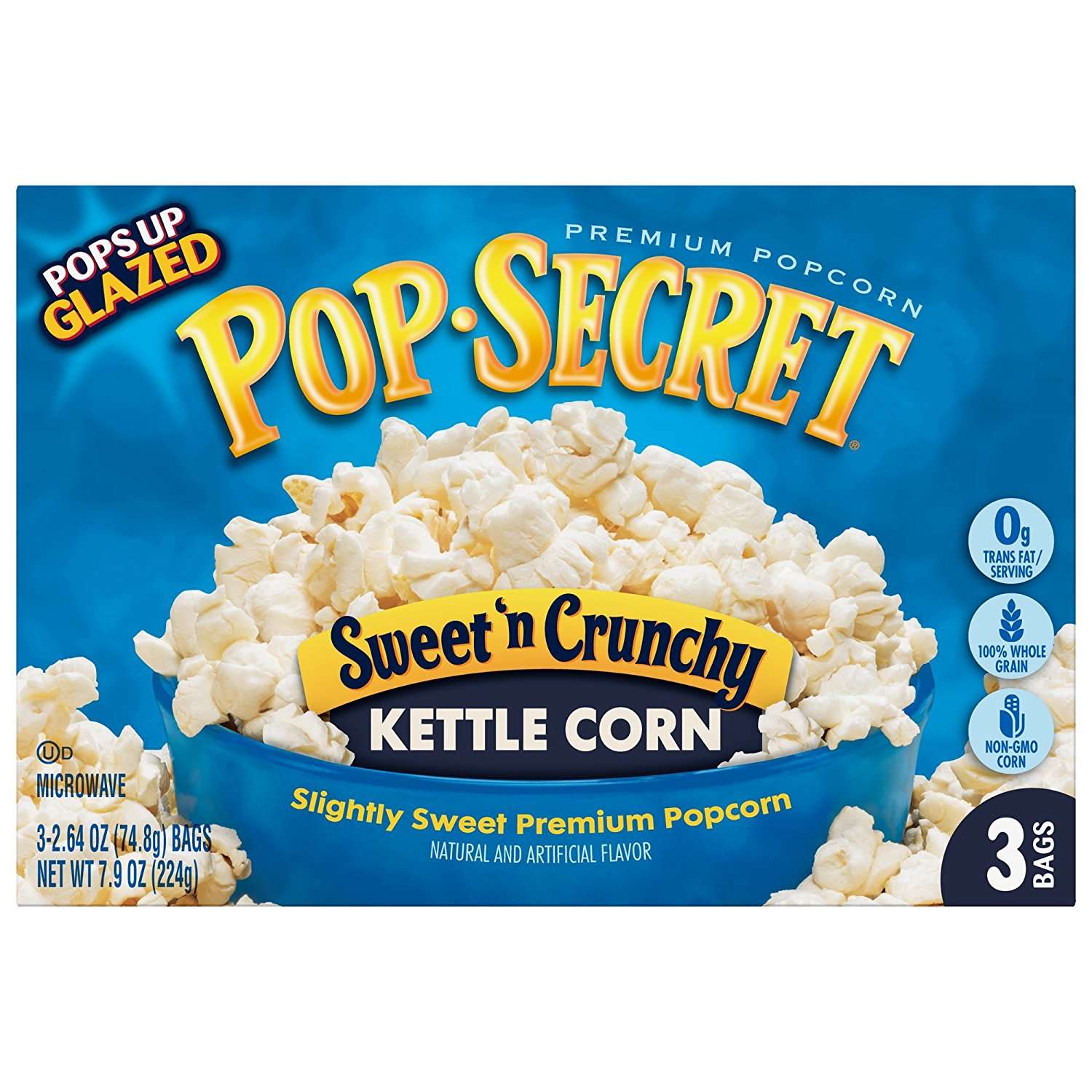 Pop Secret Popcorn  Sweet  N Crunchy Kettle Corn Microwave Popcorn  2.64 Oz Sharing Bags  3 Ct