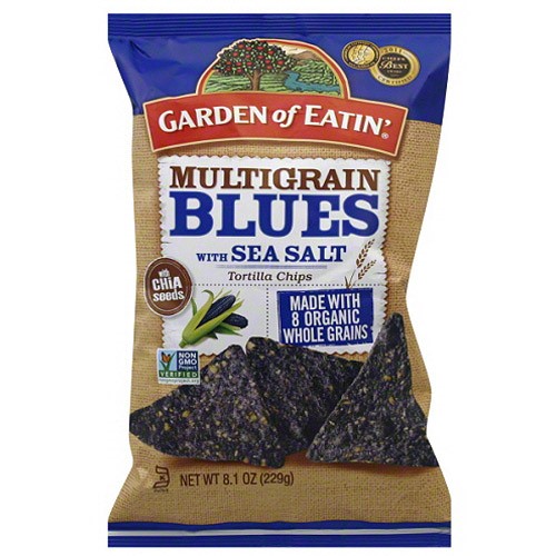 Garden of Eatin' Multigrain Blues Tortilla Chips with Sea Salt, 8.1 Oz (Pack of 12)