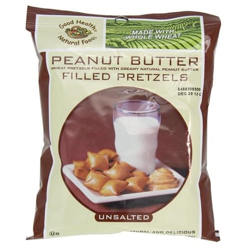 GOOD HEALTH, UNSALTED PRETZELS, PEANUT BUTTER, PEANUT BUTTER