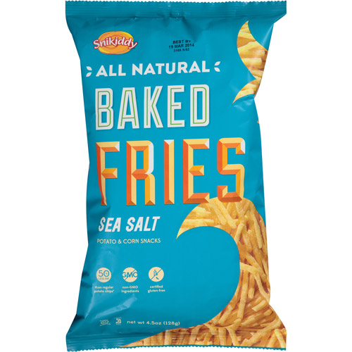 Snikiddy All Natural Sea Salt Baked Fries Potato & Corn Snacks, 4.5 Oz, (Pack of 12)