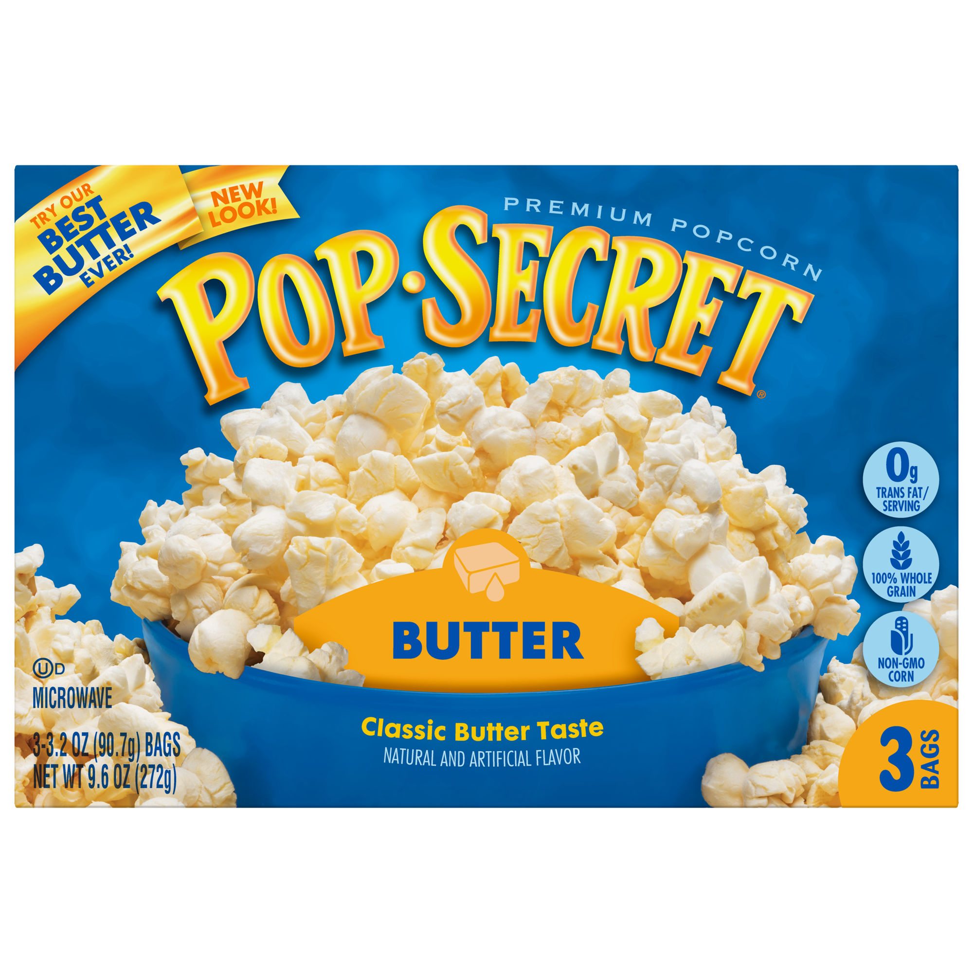 Pop Secret Microwave Popcorn  Double Butter Flavor  3.2 Oz Sharing Bags  3 Ct