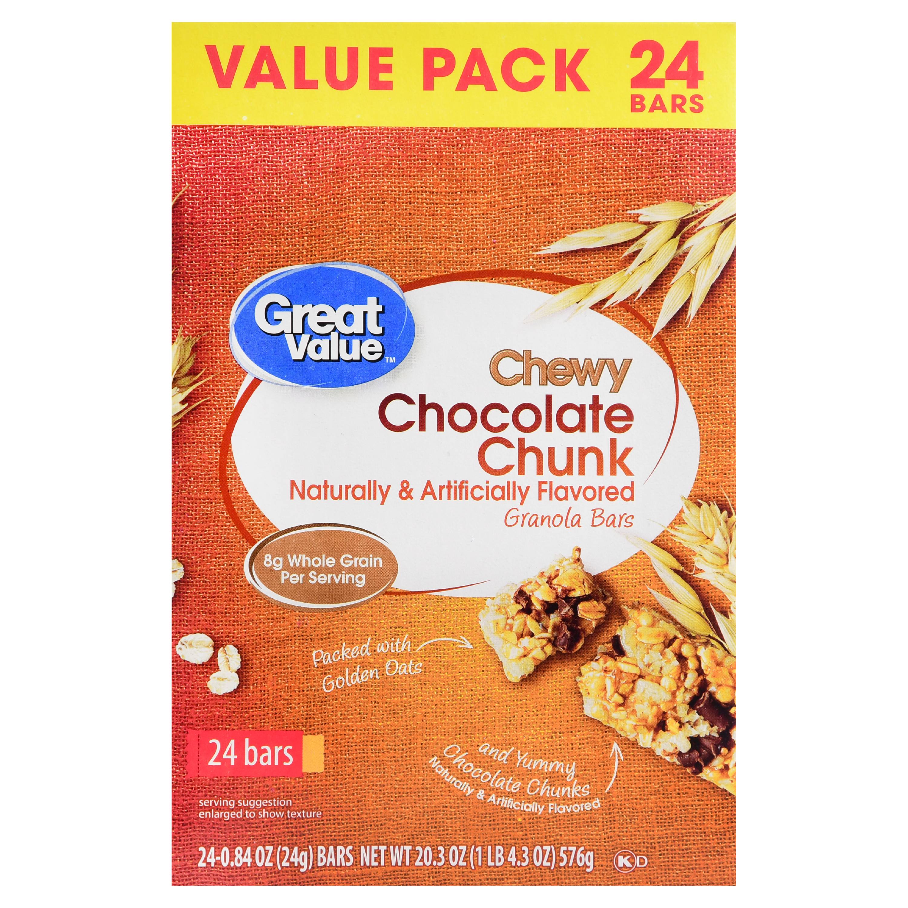 Great Value Chewy Chocolate Chunk Granola Bars Value Pack 20.3 Oz 24 Count Image