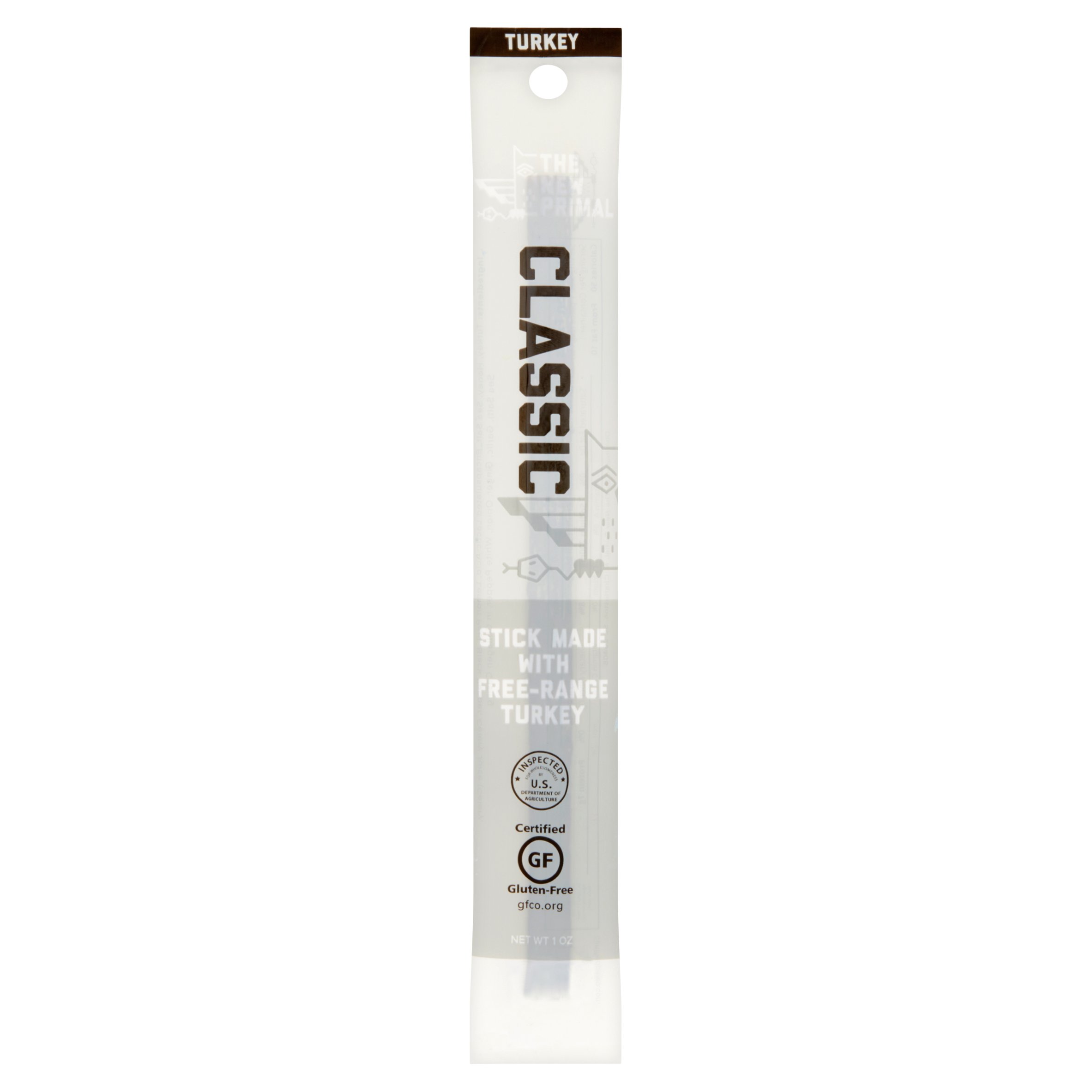 The New Primal Classic Turkey Jerky Stick, 1 Oz (Pack of 20)