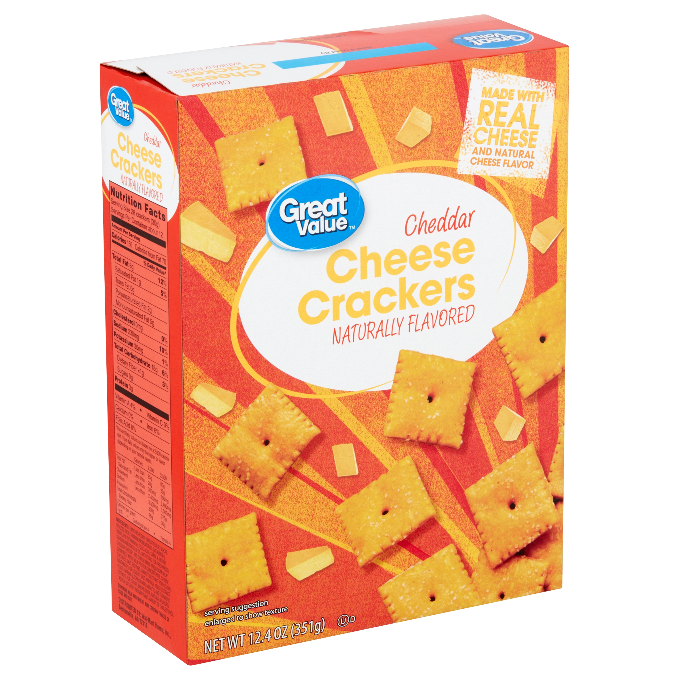 Great Value Cheddar Cheese Crackers, 12.4 Oz Image