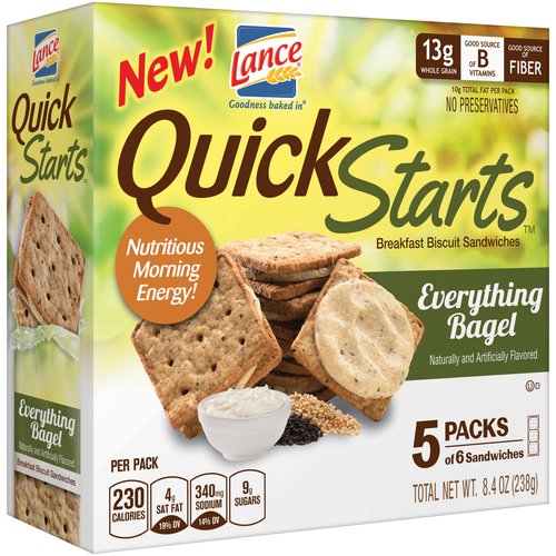 LANCE, QUICK STARTS, BREAKFAST BISCUIT SANDWICHES, EVERYTHING BAGEL, EVERYTHING BAGEL