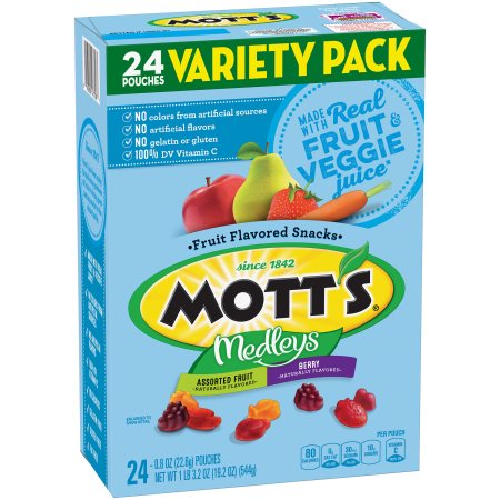 Mott's Medleys Assorted Fruit/Berry Fruit Flavored Snacks Variety Pack 24-0.8 Oz. Pouches