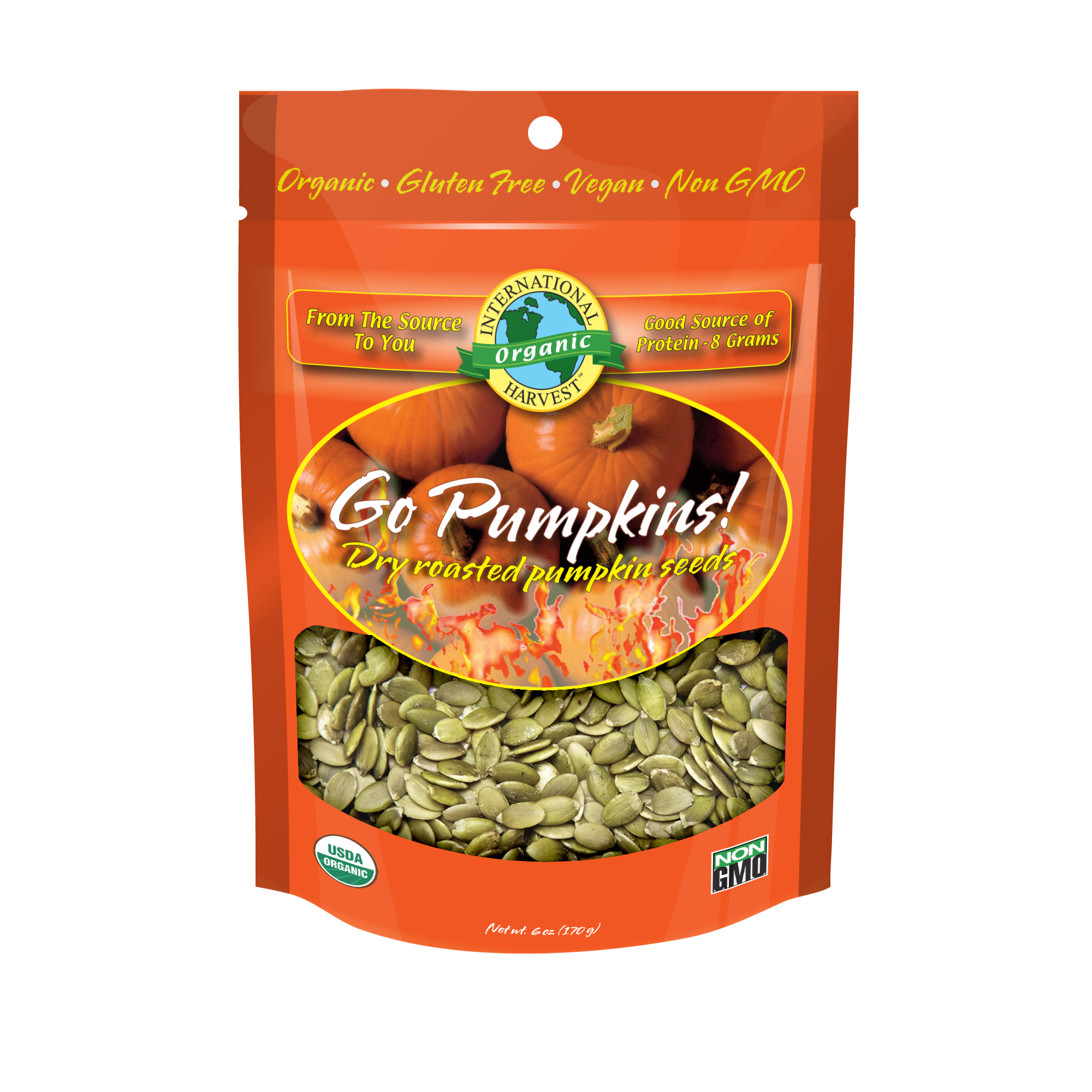 Pumpkin Seeds, Organic, Dry Roasted, Go Pumpkins!