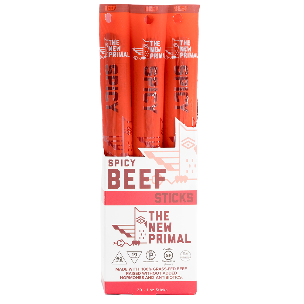 The New Primal Beef Jerky Sticks  Spicy  1 Oz (Pack of 20)