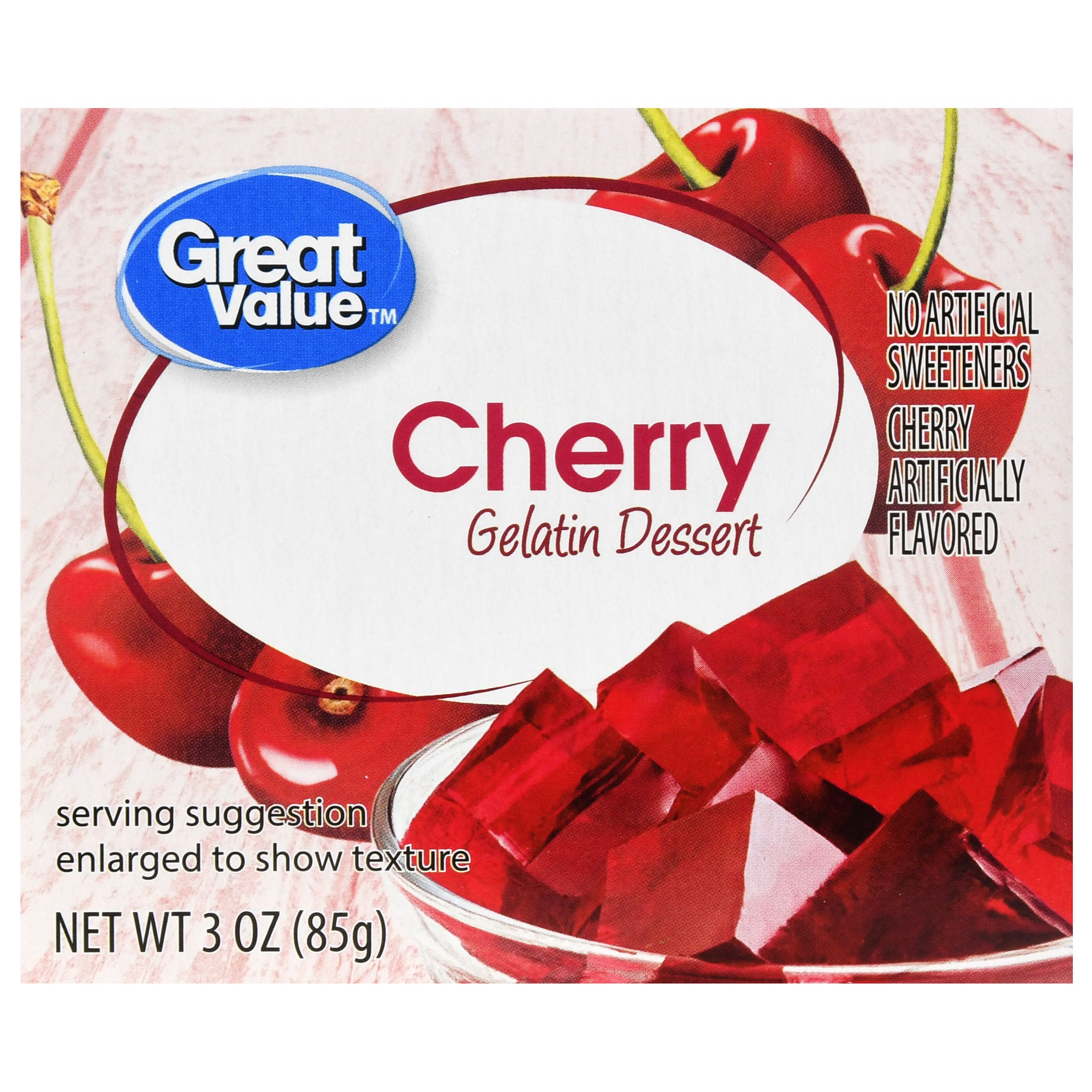 Great Value Cherry Gelatin Dessert, 3 Oz Image