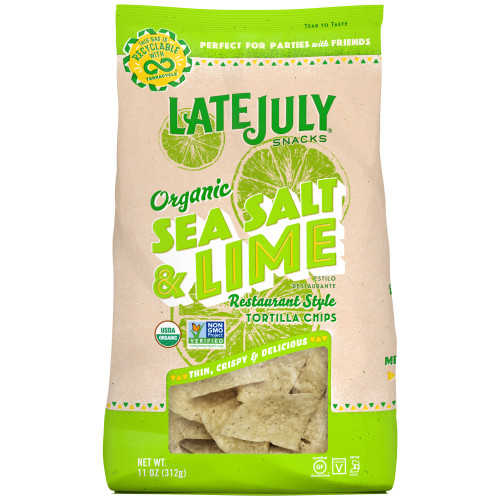 Late July Organic Restaurant Style Tortilla Chips Sea Salt & Lime, 312g
