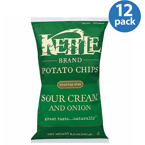 Kettle Brand Sour Cream and Onion Potato Chips, 8.5 Oz, (Pack of 12)