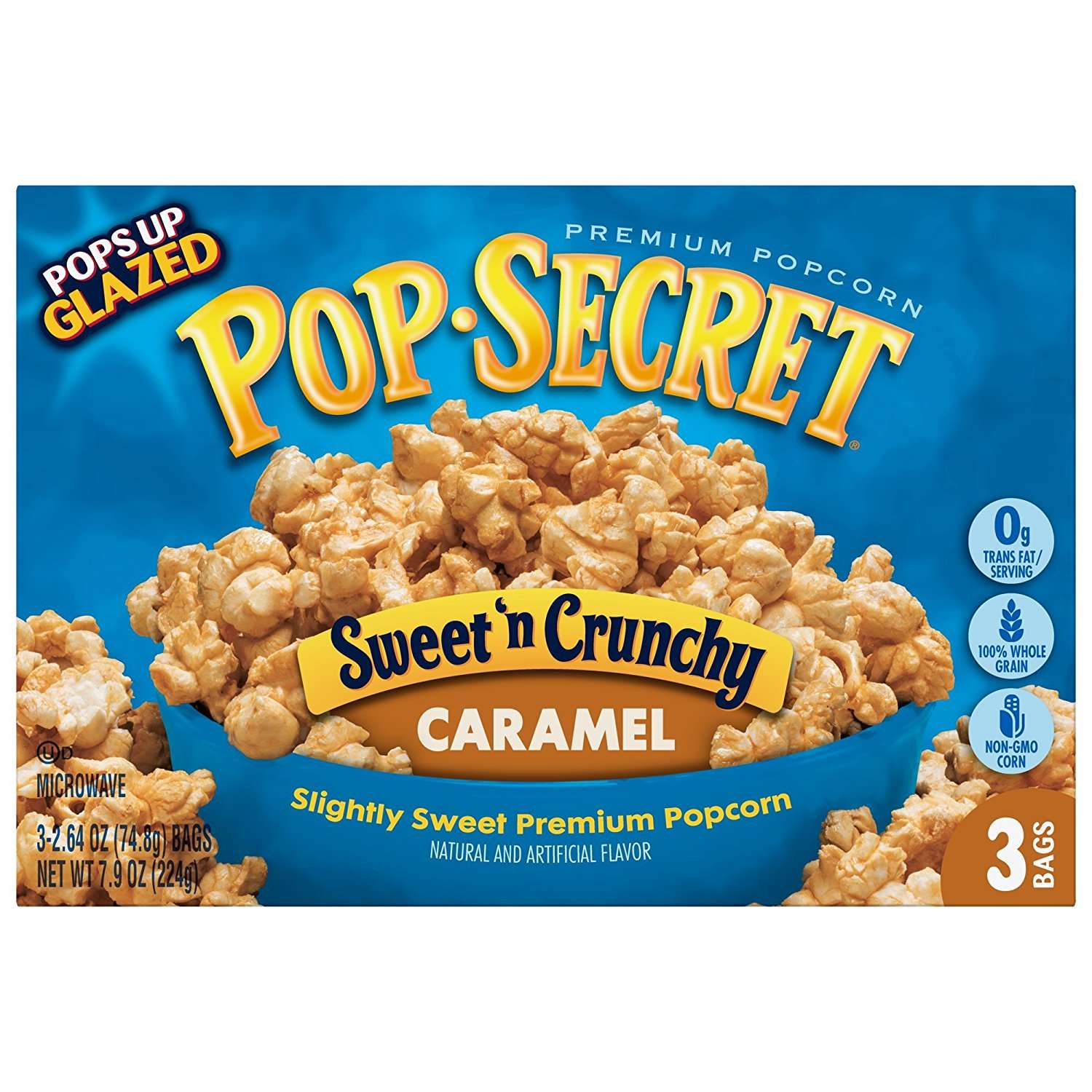 Pop Secret Popcorn  Sweet  N Crunchy Caramel Microwave Popcorn  2.64 Oz Bags  3 Ct