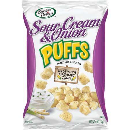 Sensible Portions, Puffs Baked Corn Puffs, Sour Cream & Onion
