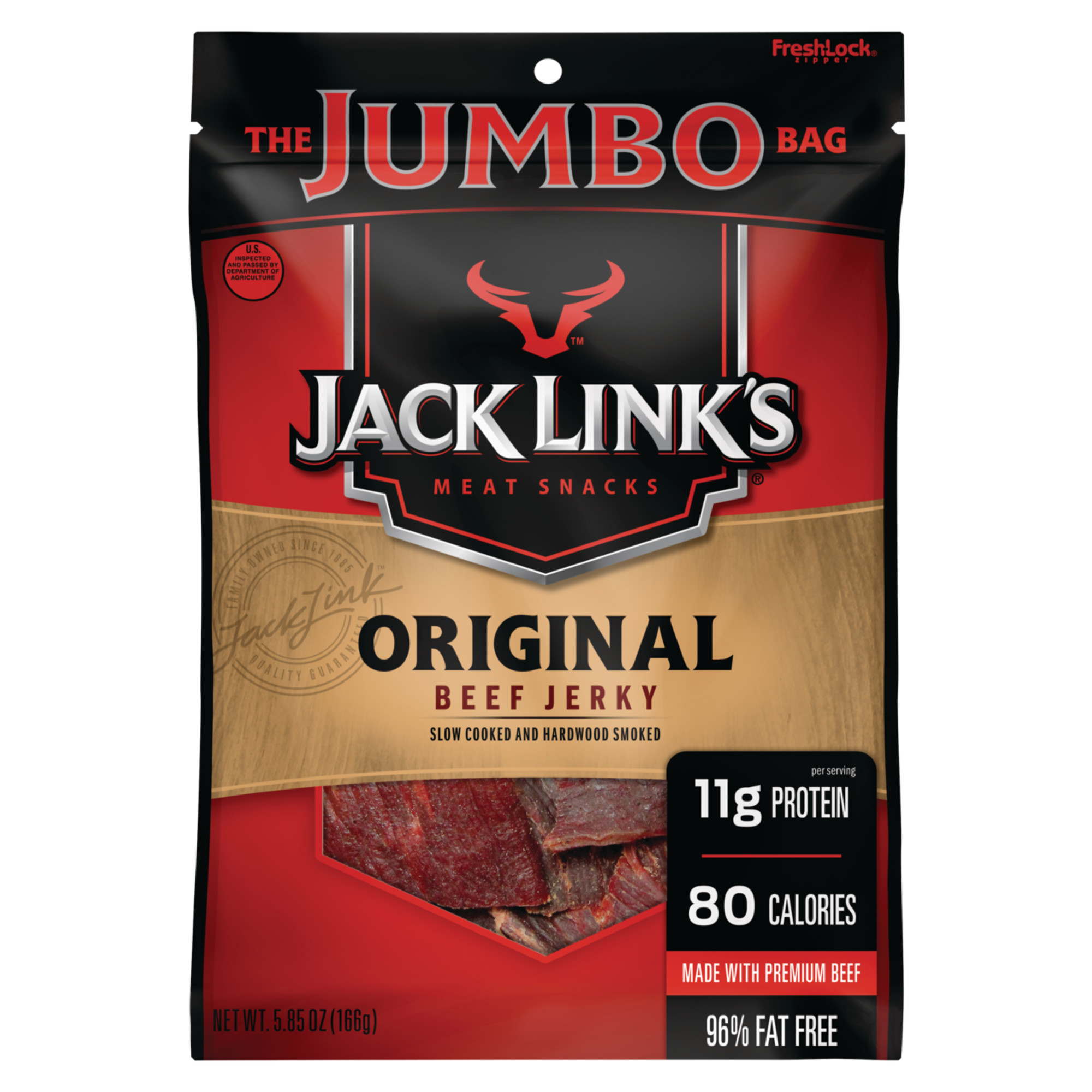 Jack Link’s 100% Beef Original Jerky 5.85oz Resealable Bag