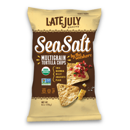 Late July Snacks, Sea Salt by the Seashore Multigrain Tortilla Chips, 1.5oz (Innerpack of 8)